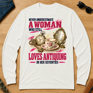 A Woman Still Loves Antiquing In Her Seventies - white - LST2D-White