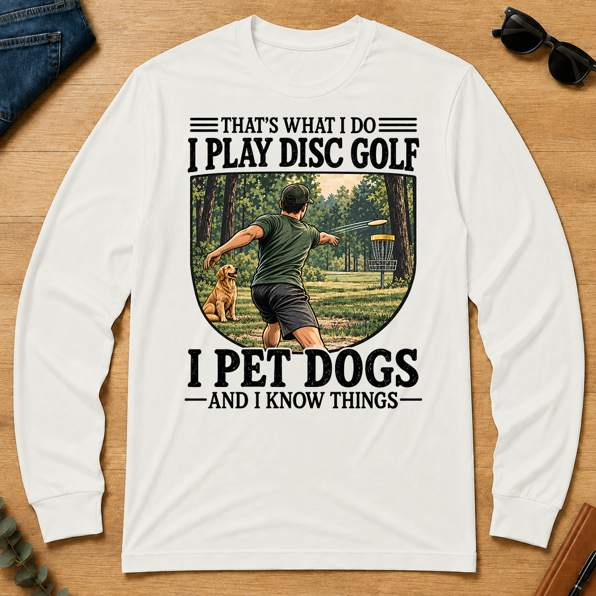 I Play Disc Golf And I Pet Dog - white - LST2D-White
