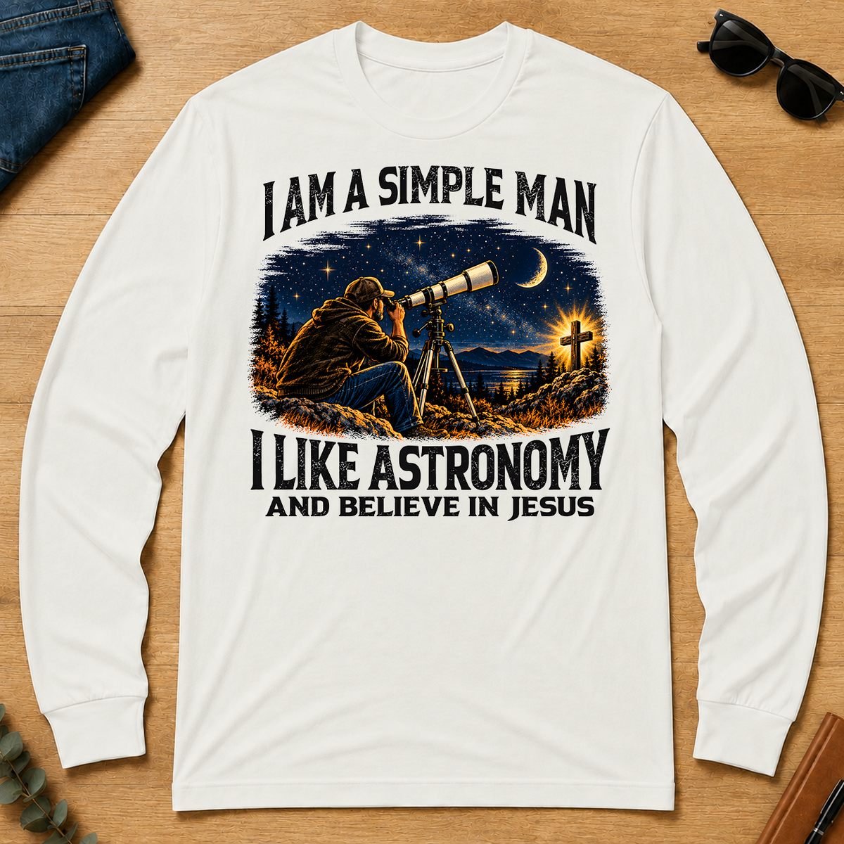 I Am Simple Man I Like Astronomy - white - LST2D-White