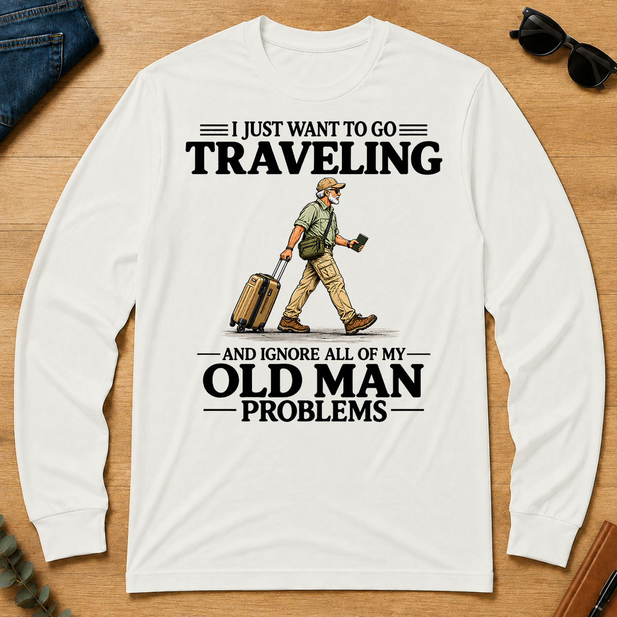 I Just Want To Go Traveling Vintage - white - LST2D-White