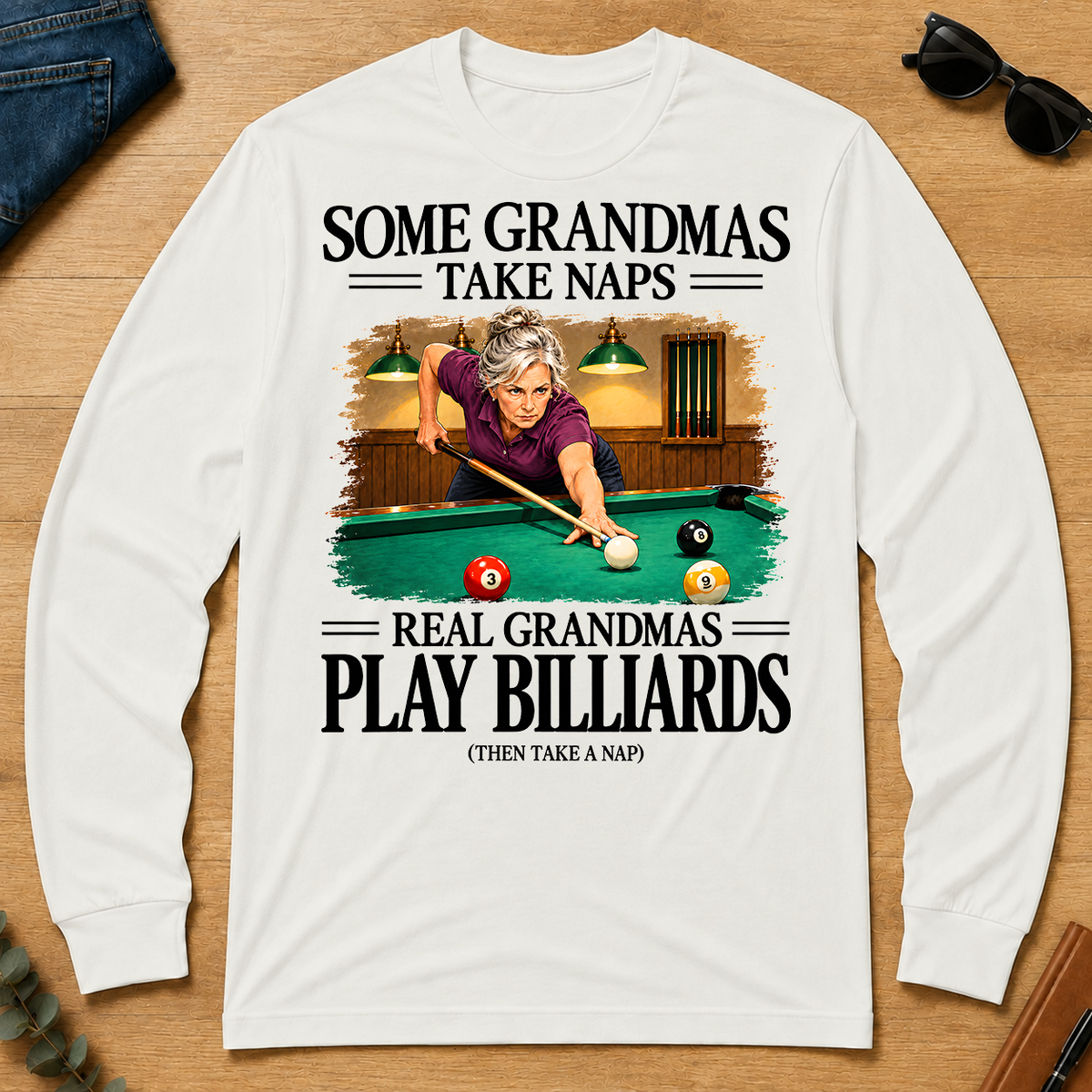 Real Grandmas Play Billards - white - LST2D-White