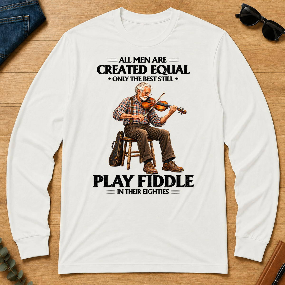 Best Fiddle Players in Their Eighties - white - LST2D-White