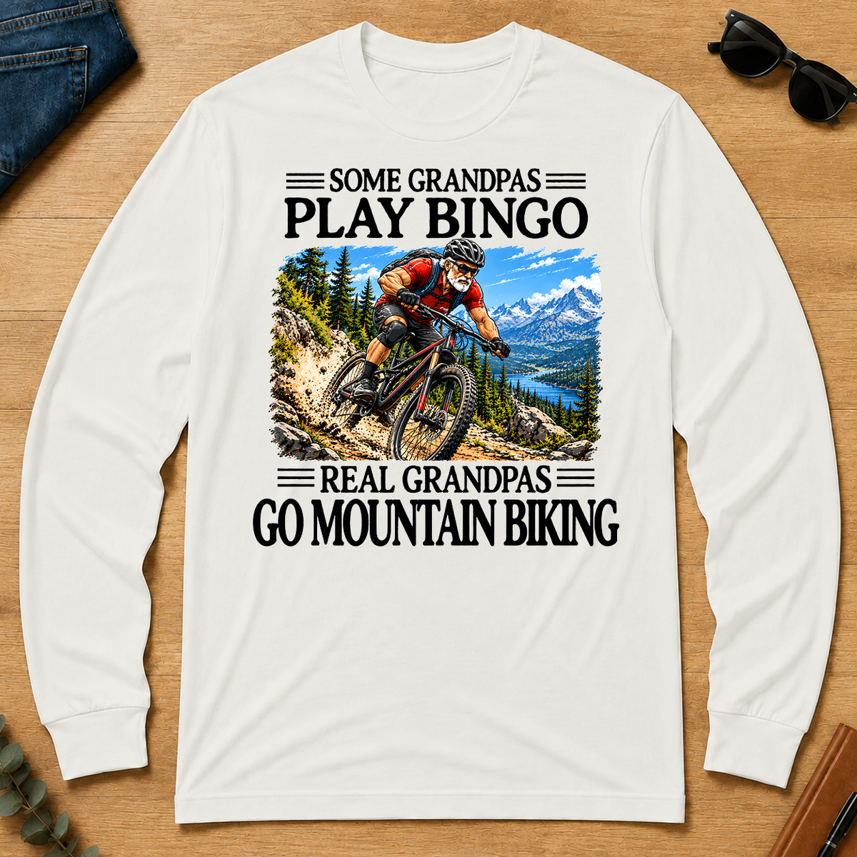 Some Grandpas Play Bingo Real Grandpas Go Mountain Biking - white - LST2D-White