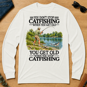 Don't Stop Cat Fishing Vintage - white - LST2D-White