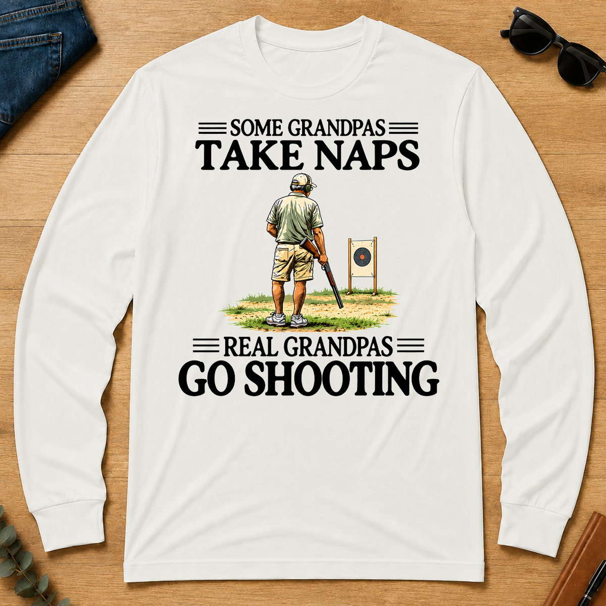 Real Grandpas Go Shooting Vintage - white - LST2D-White