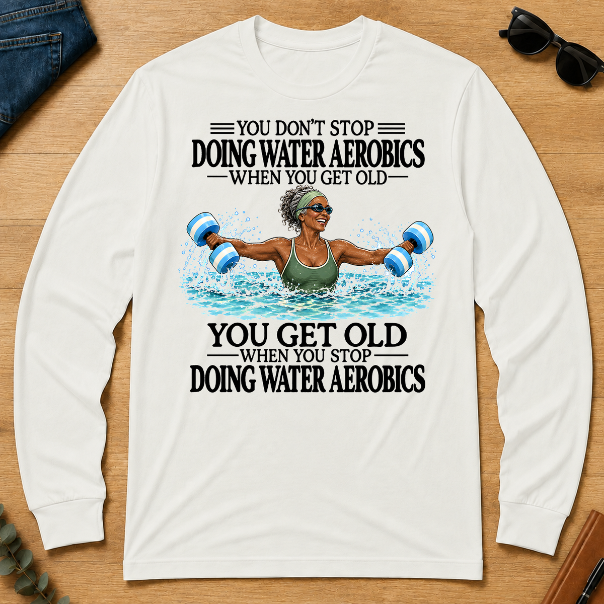 Don't Stop Water Aerobics Woman - white - LST2D-White