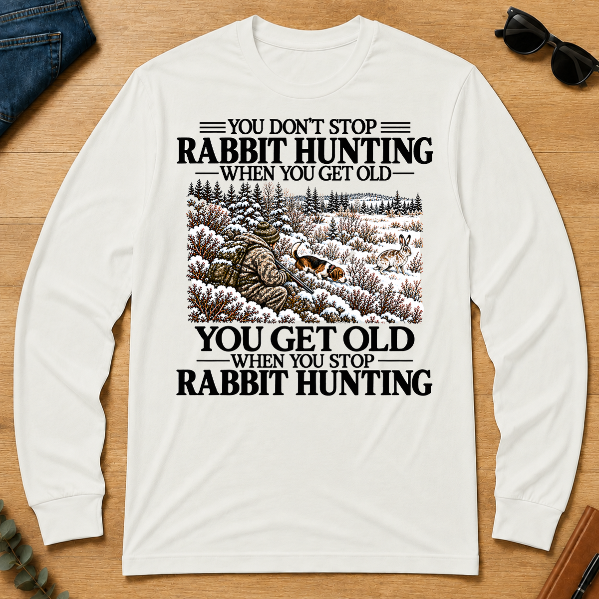 Don't Stop Rabbit Hunting Snow - white - LST2D-White