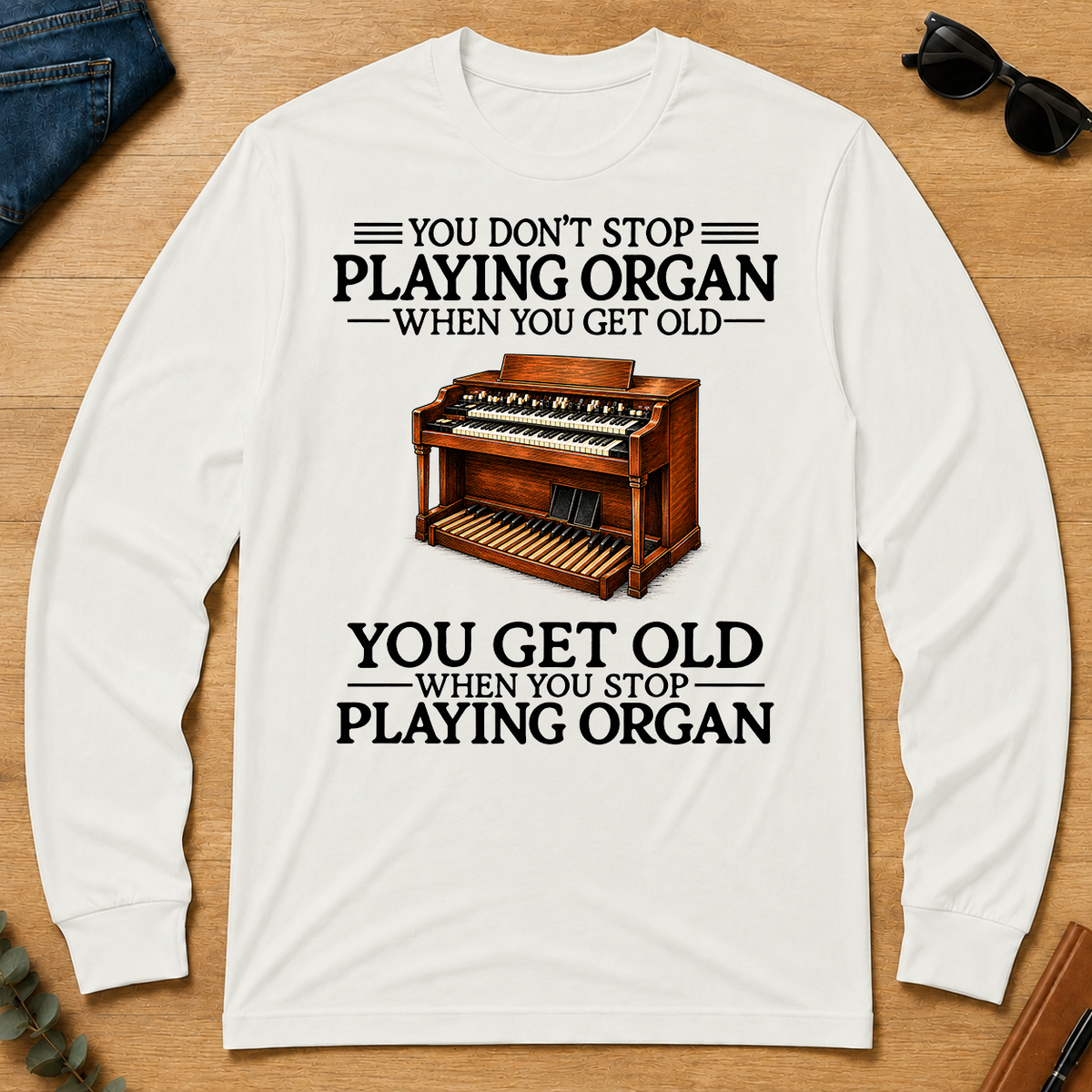 Don't Stop Playing Organ Vintage Art - white - LST2D-White