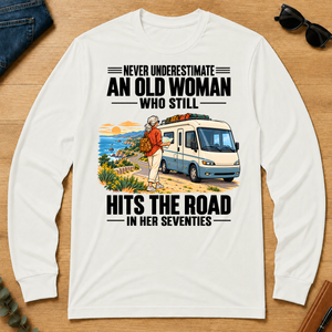 An Old Woman Still Hits The Road In Her 70s - white - LST2D-White