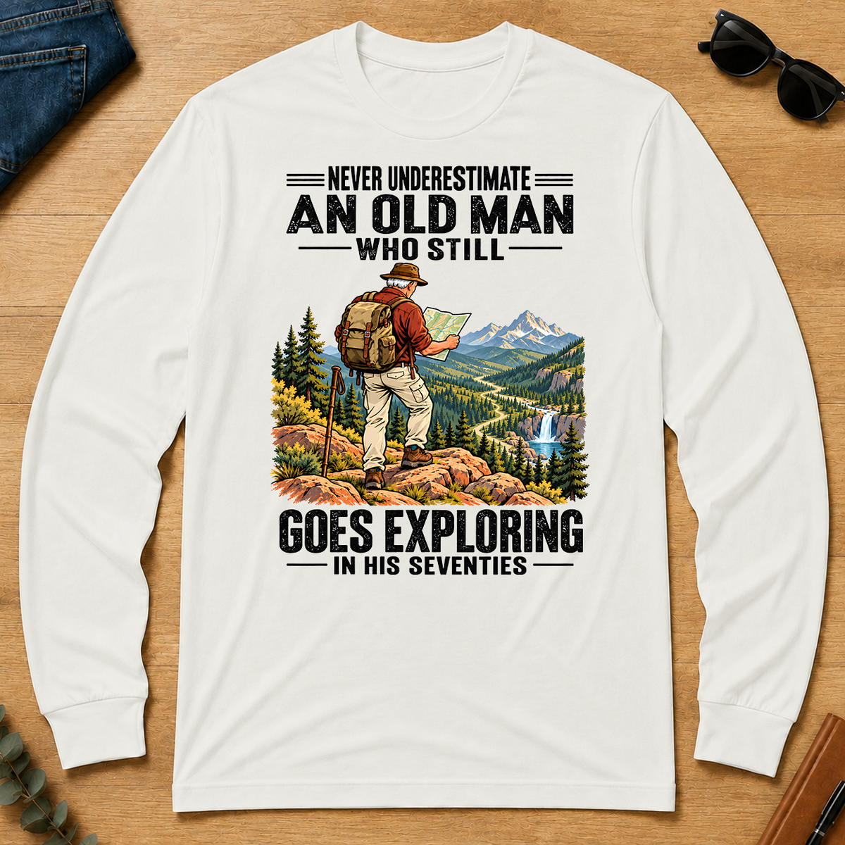 An Old Man Still Goes Exploring In His 70s - white - LST2D-White