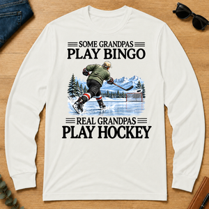 Some Grandpas Play Bingo Real Grandpas Play Hockey - white - LST2D-White