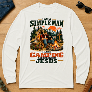 I Like Camping And Believe In Jesus - white - LST2D-White