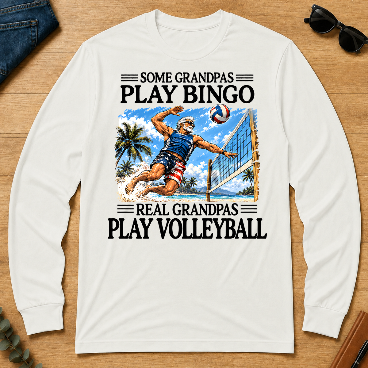 Some Grandpas Play Bingo Real Grandpas Play Volleyball - white - LST2D-White
