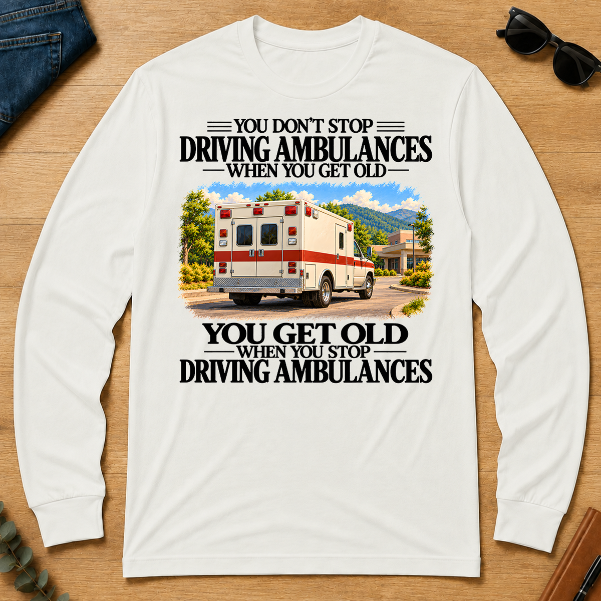 Don't Stop Driving Ambulances Vintage Art - white - LST2D-White