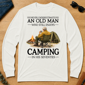 An Old Man Who Still Enjoys Camping In His Seventies - white - LST2D-White