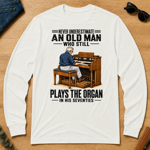 An Old Man Still Plays The Organ In His 70s - white - LST2D-White