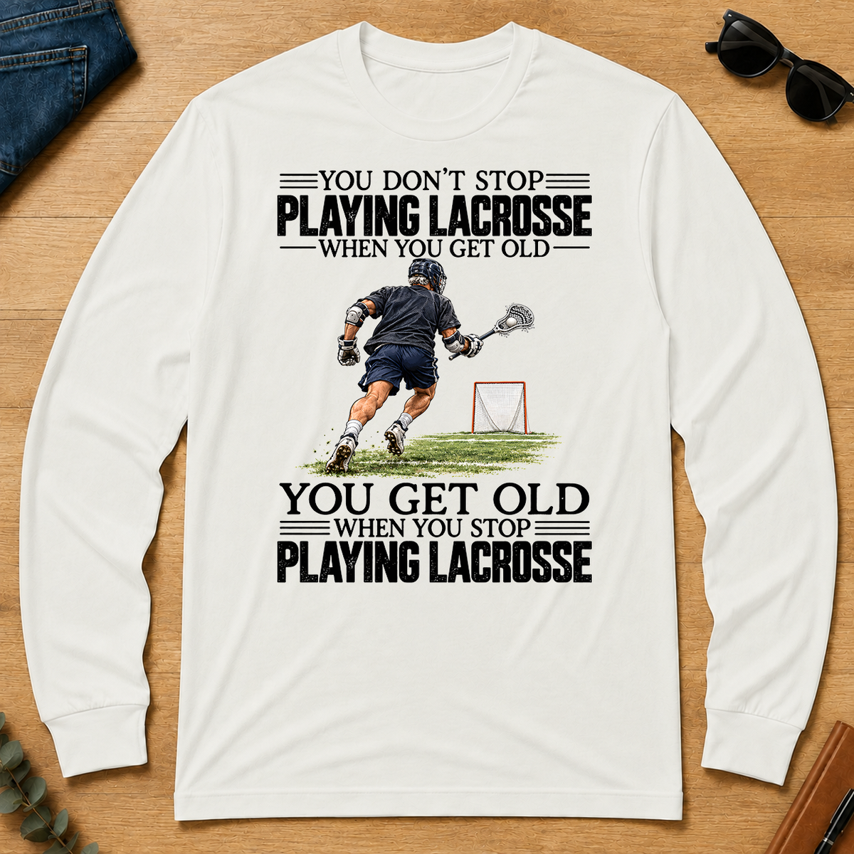 Vintage You Get Old When You Stop Playing Lacrosse - white - LST2D-White