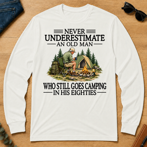 Never Underestimate An Old Man Camping 80s - white - LST2D-White