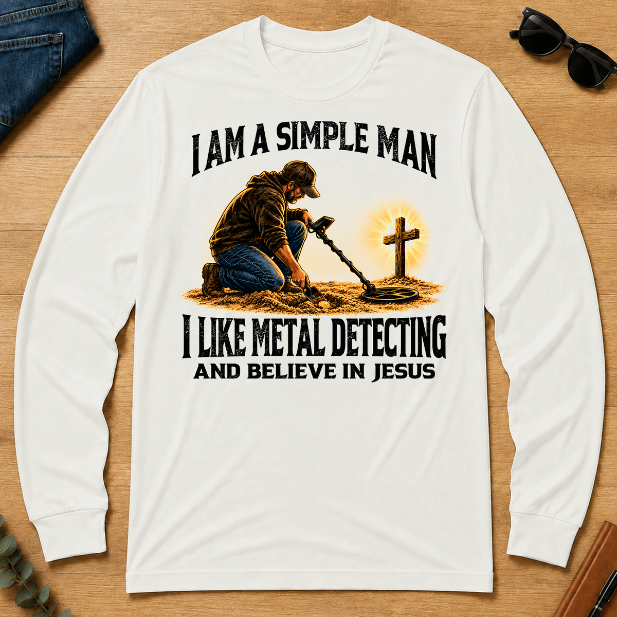 I Am Simple Man I Like Metal Detecting - white - LST2D-White