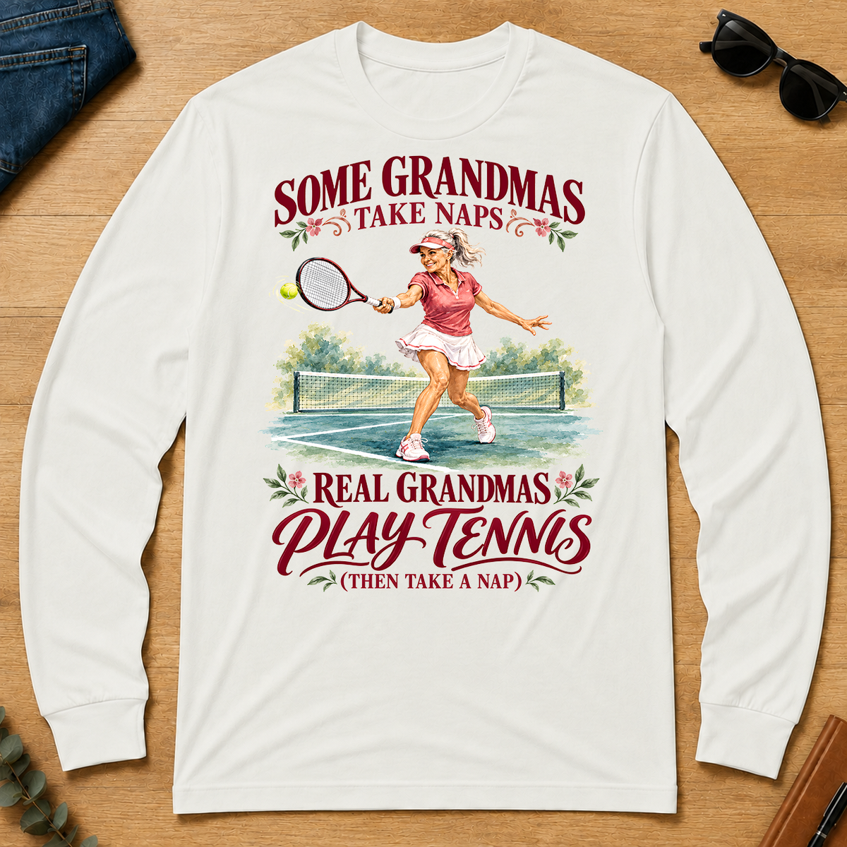 Real Grandmas Play Tennis - white - LST2D-White