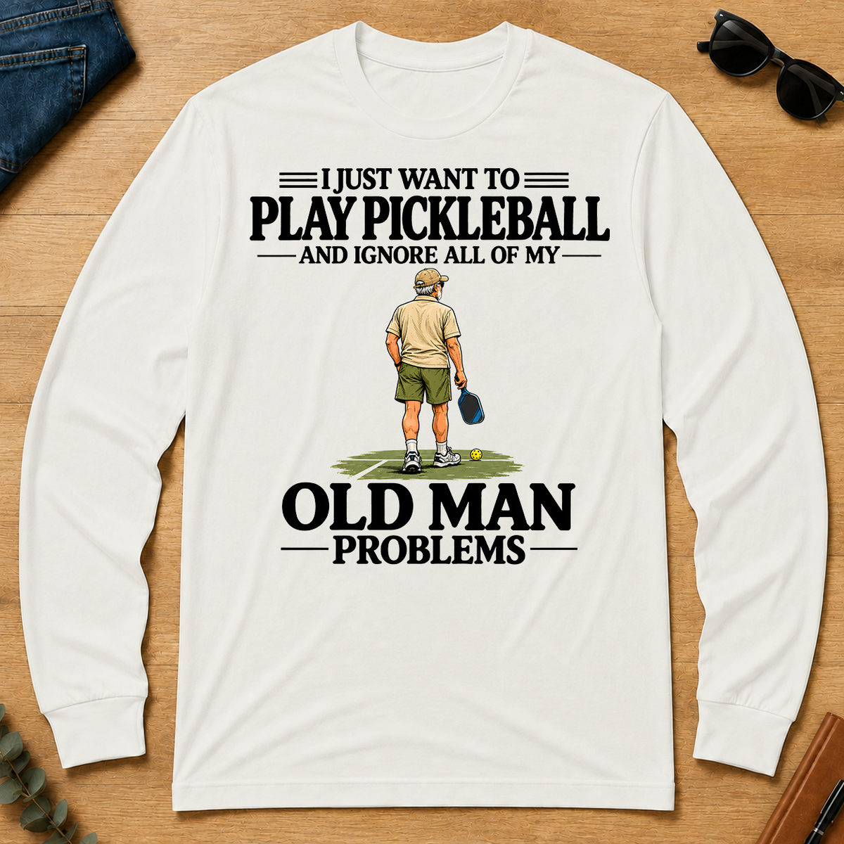 I Just Want To Play Pickleball Vintage - white - LST2D-White