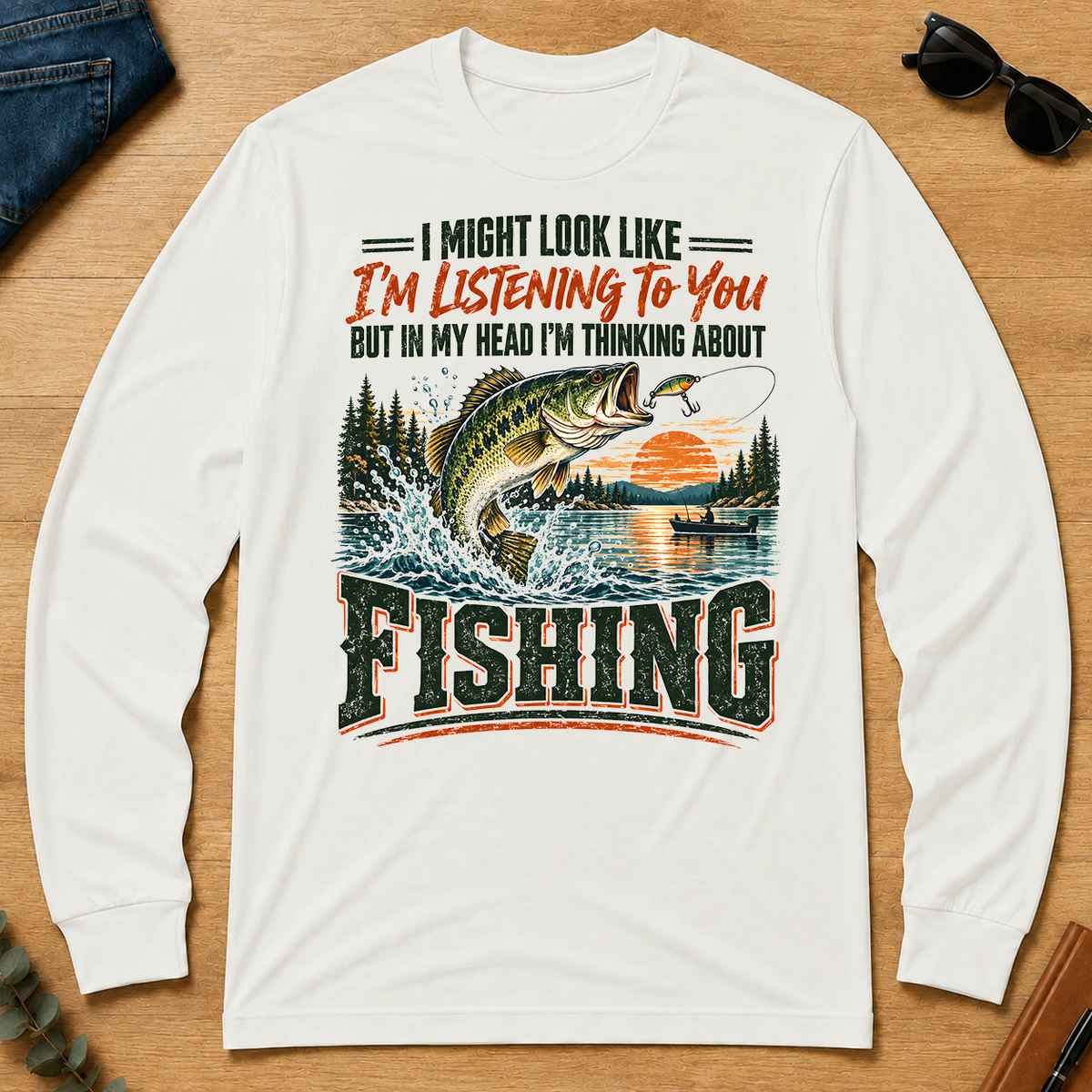 I'm Thinking About Fishing - white - LST2D-White