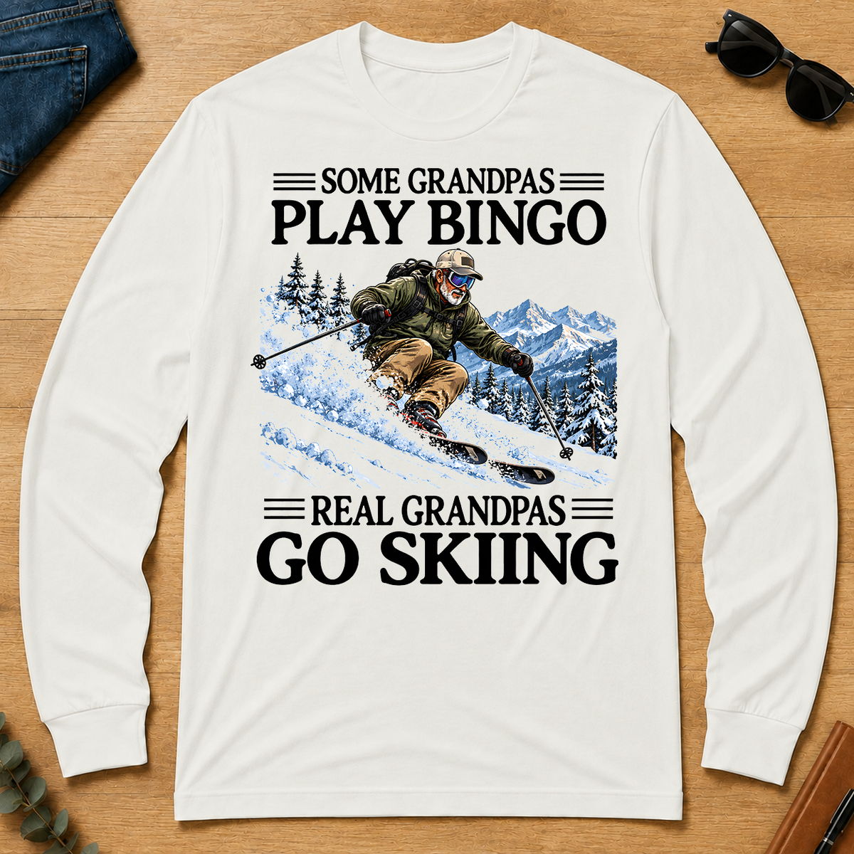 Some Grandpas Play Bingo Real Grandpas Go Skiing - white - LST2D-White