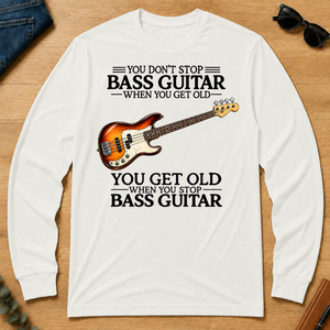 Don't Stop Playing Bass Guitar Vintage Art - white - LST2D-White