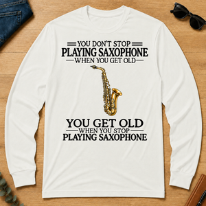 Don't Stop Playing Saxophone Vintage Art - white - LST2D-White