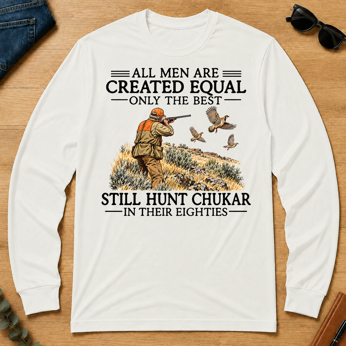 All Men Are Created Equal Chukar Hunting 80s - white - LST2D-White