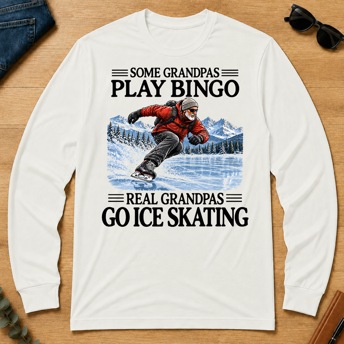 Some Grandpas Play Bingo Real Grandpas Go Ice Skating - white - LST2D-White