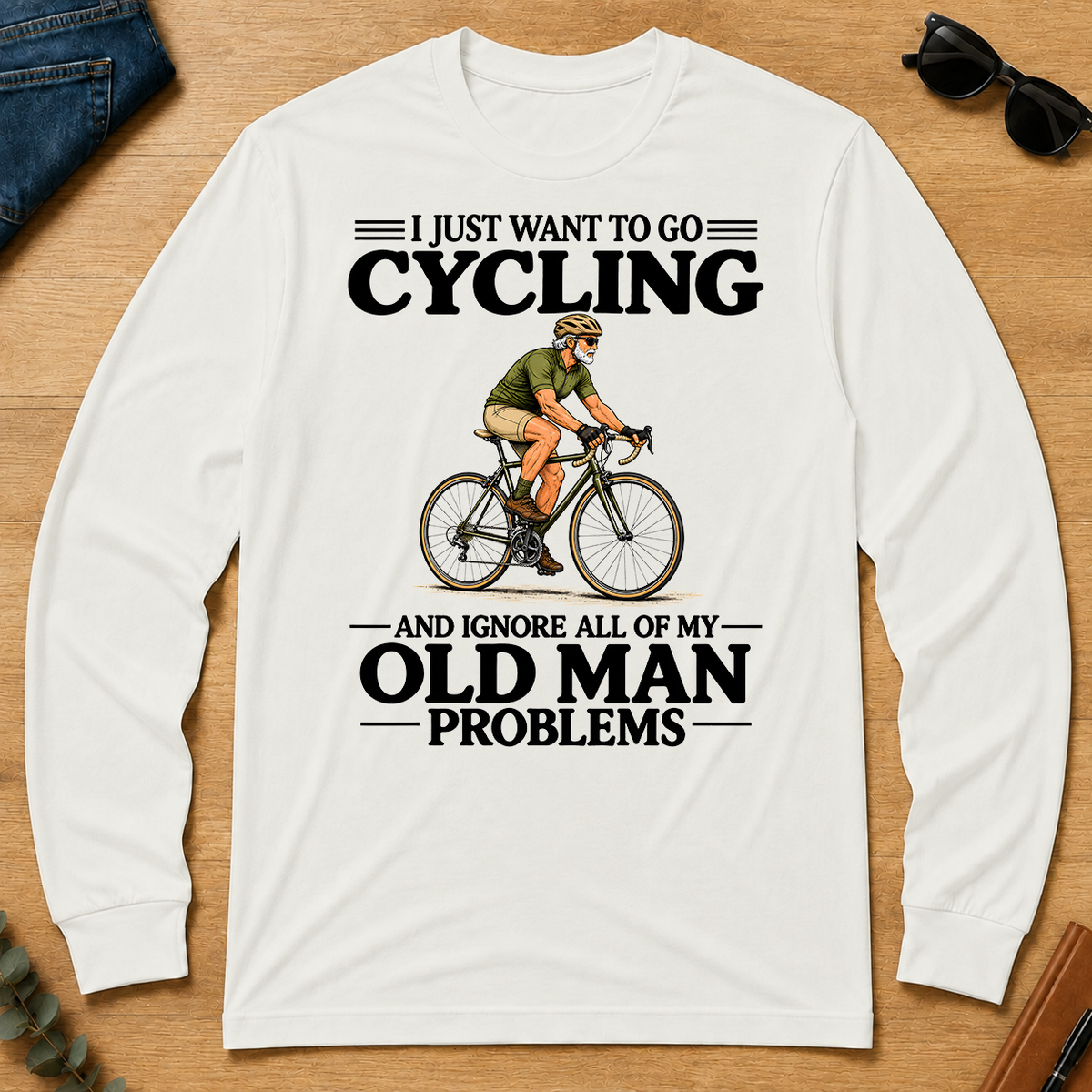 I Just Want To Go Cycling Vintage - white - LST2D-White