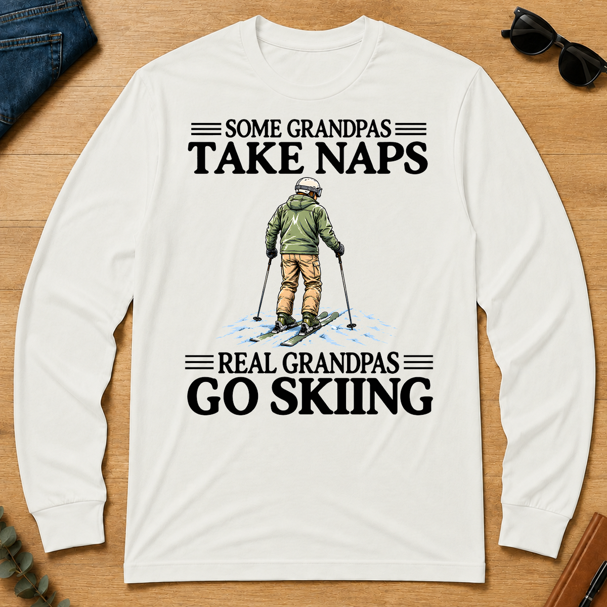 Real Grandpas Go Skiing Vintage - white - LST2D-White