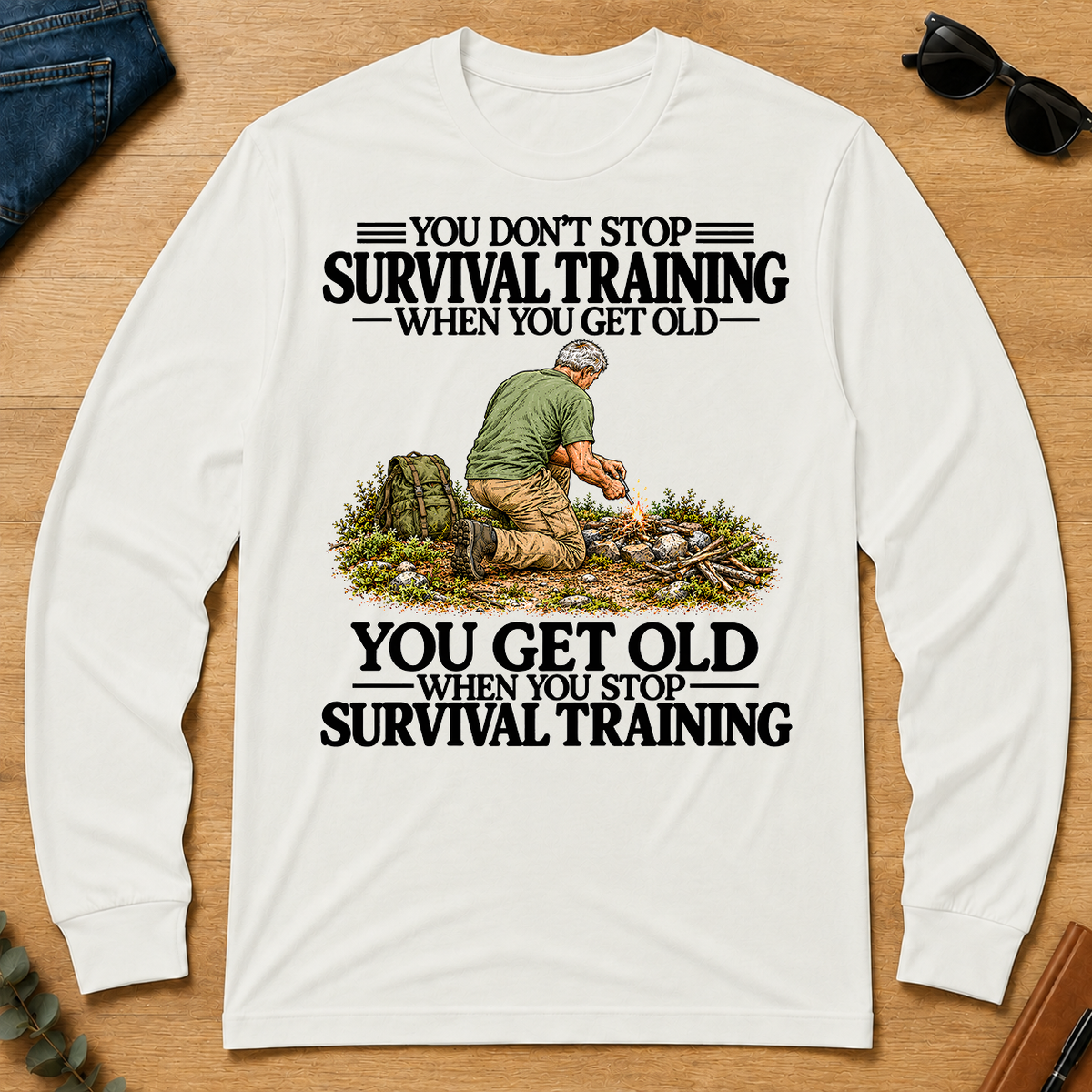 Don't Stop Survival Training Vintage Art - white - LST2D-White