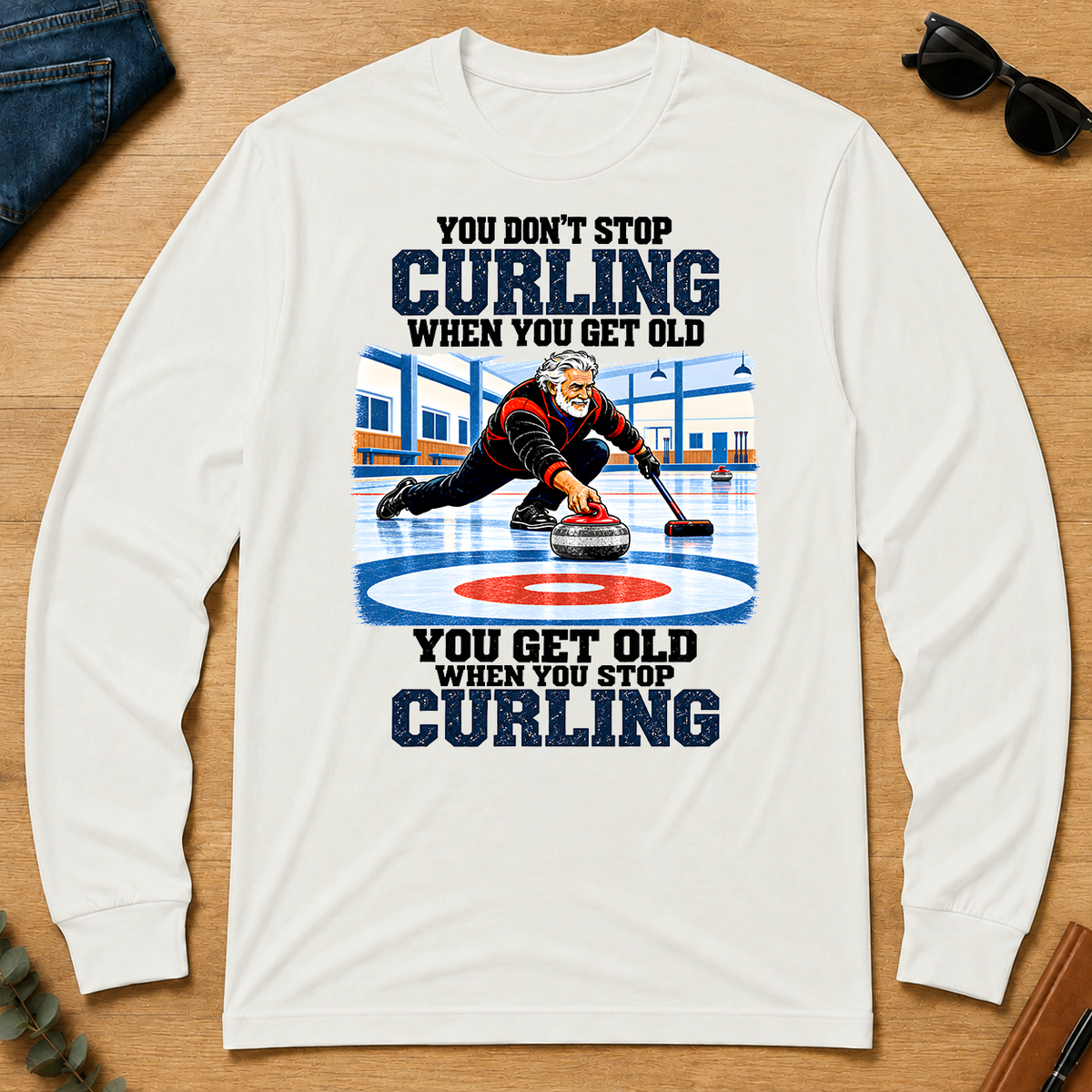 You Get Old When You Stop Curling - white - LST2D-White