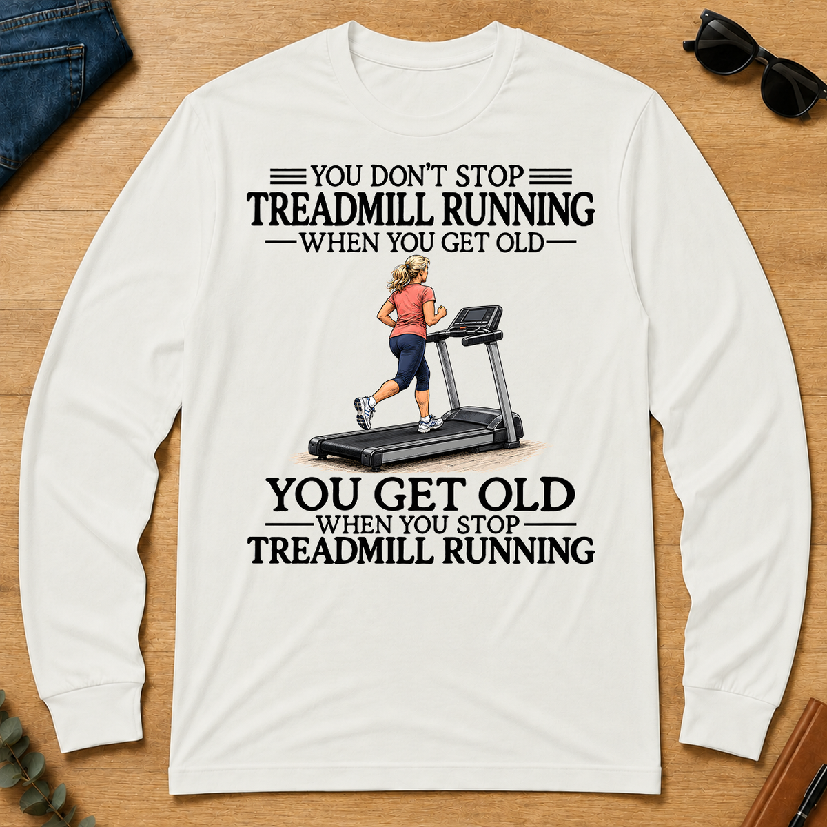 Don't Stop Treadmill Running Woman - white - LST2D-White
