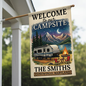Personalized Welcome to Our Campsite Flag Decor