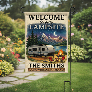 Personalized Welcome to Our Campsite Flag Decor