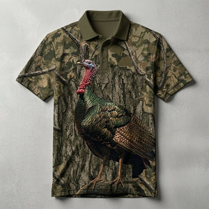 Turkey Hunter Camouflage Men Polo Shirt