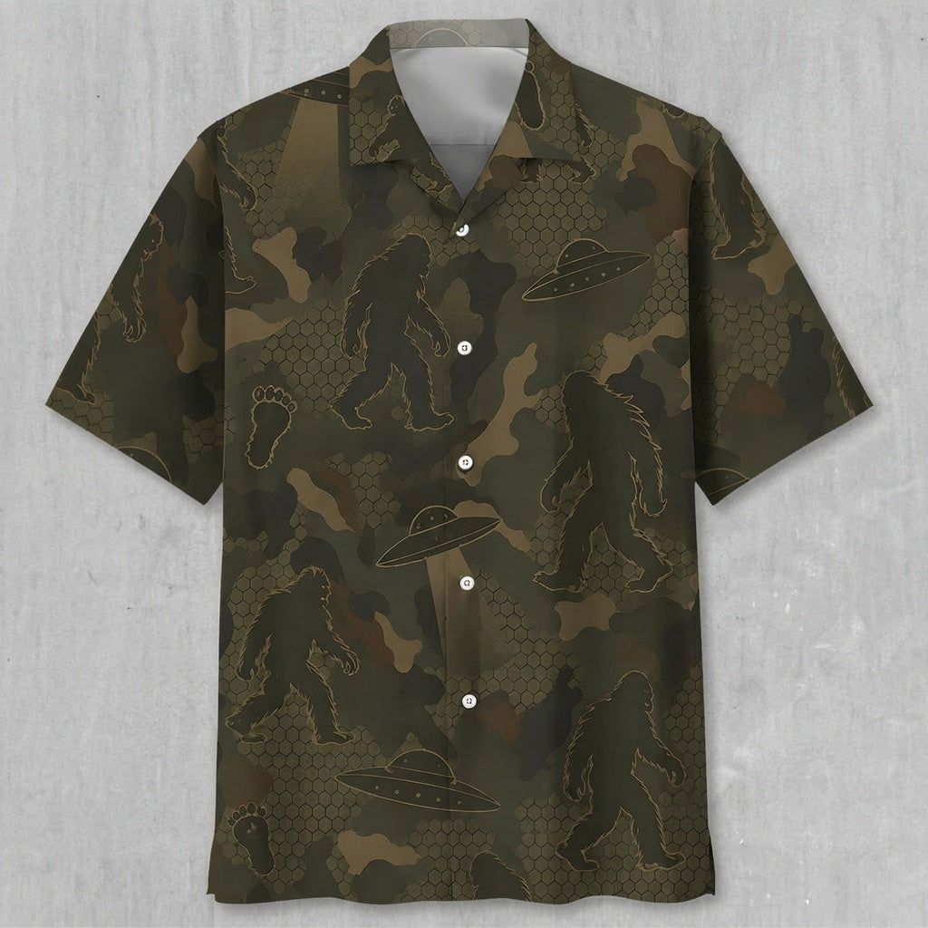 Bigfoot Forest Camouflage Hawaiian Shirt