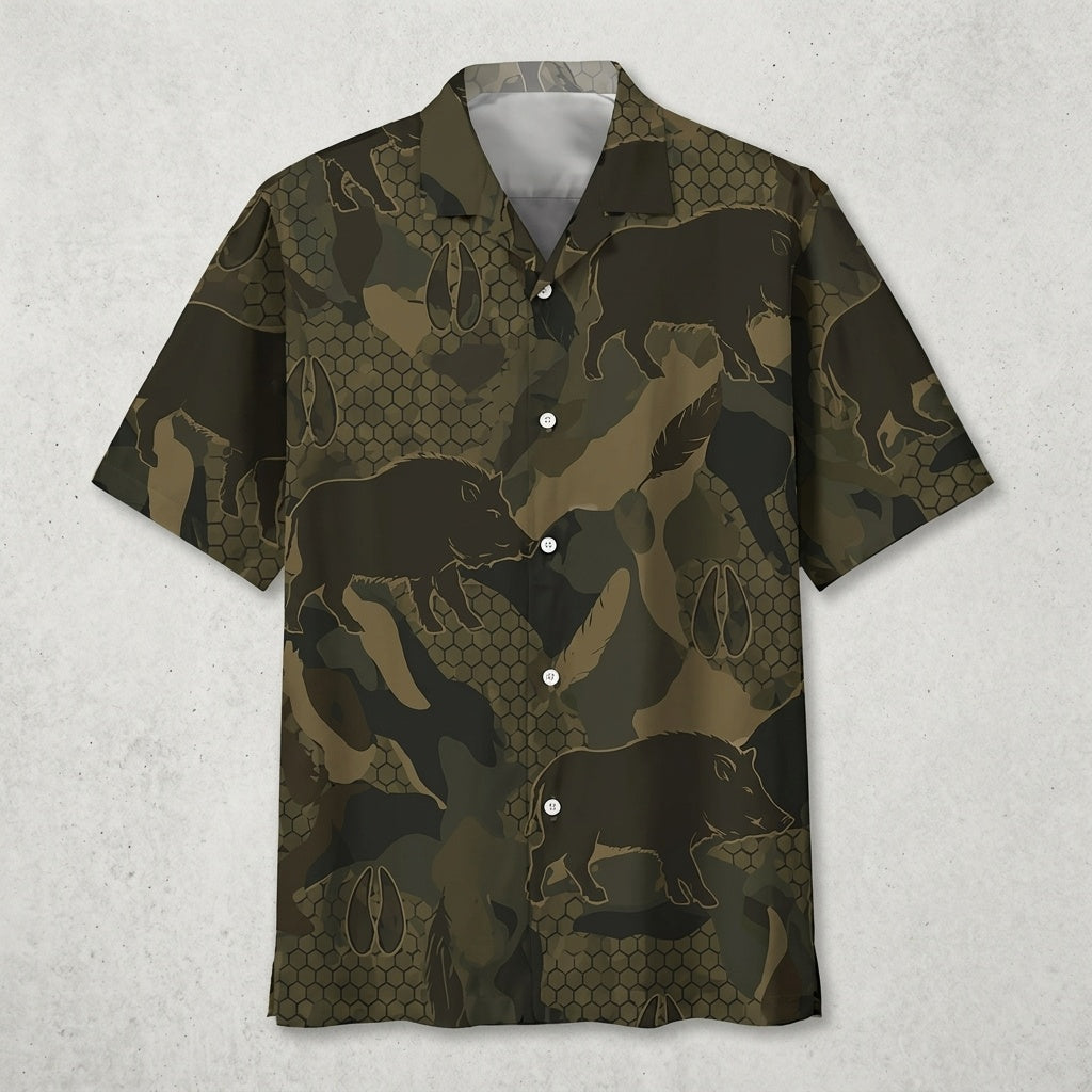 Wild Boar Camouflage Hunting Hawaiian Shirt