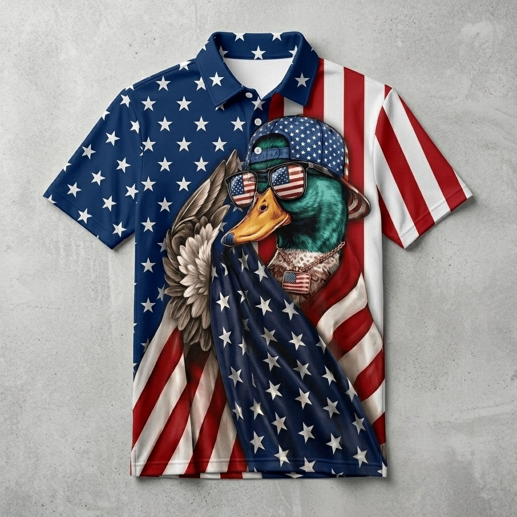 Mallard Duck Patriot Men Polo Shirt