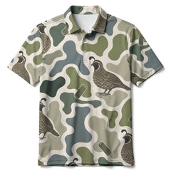 Quail Camouflage Hunting Funny Pattern Men Polo Shirt
