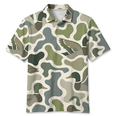 Mallard Ducks Camouflage Hunting Funny Pattern Men Polo Shirt