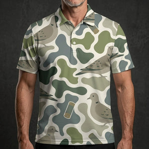 Dove Camouflage Hunting Funny Pattern Men Polo Shirt