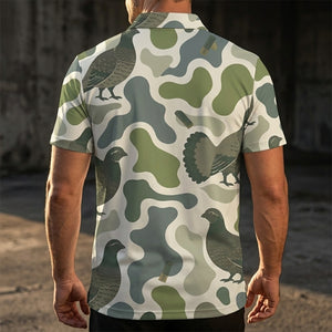 Grouse Camouflage Hunting Funny Pattern Men Polo Shirt