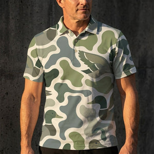 Mallard Ducks Camouflage Hunting Funny Pattern Men Polo Shirt
