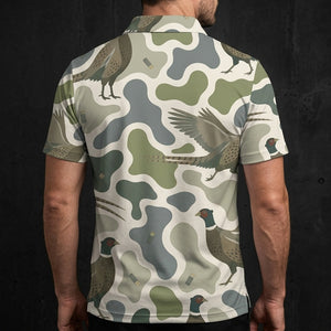 Pheasant Camouflage Hunting Funny Pattern Men Polo Shirt