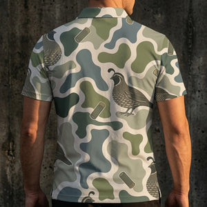 Quail Camouflage Hunting Funny Pattern Men Polo Shirt