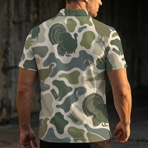 Turkey Camouflage Hunting Funny Pattern Men Polo Shirt
